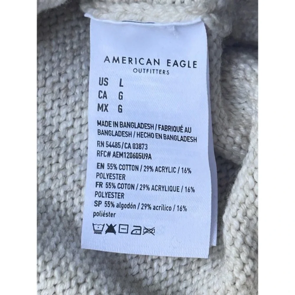 Vintage American‎ Eagle Sweater Mens L Beige Aztec Knit Hooded Fair Isle Thick